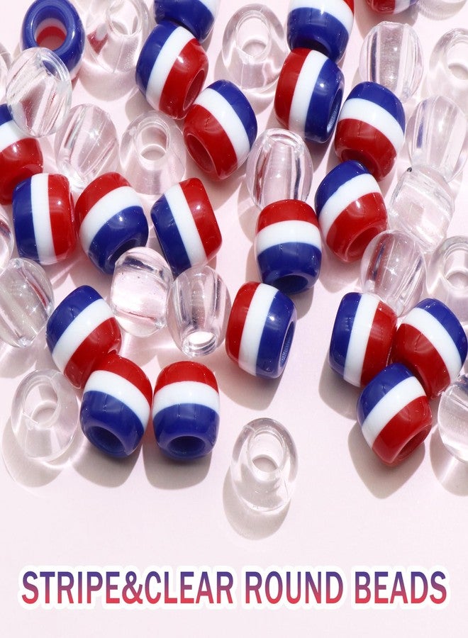 VENOFEN Stripe Hair Beads for Kids Girls 4th of July Loc Dreadlock Accessories Clear Round Beads Cute Acrylic Hair Jewelry Braids Decoration - Image 2
